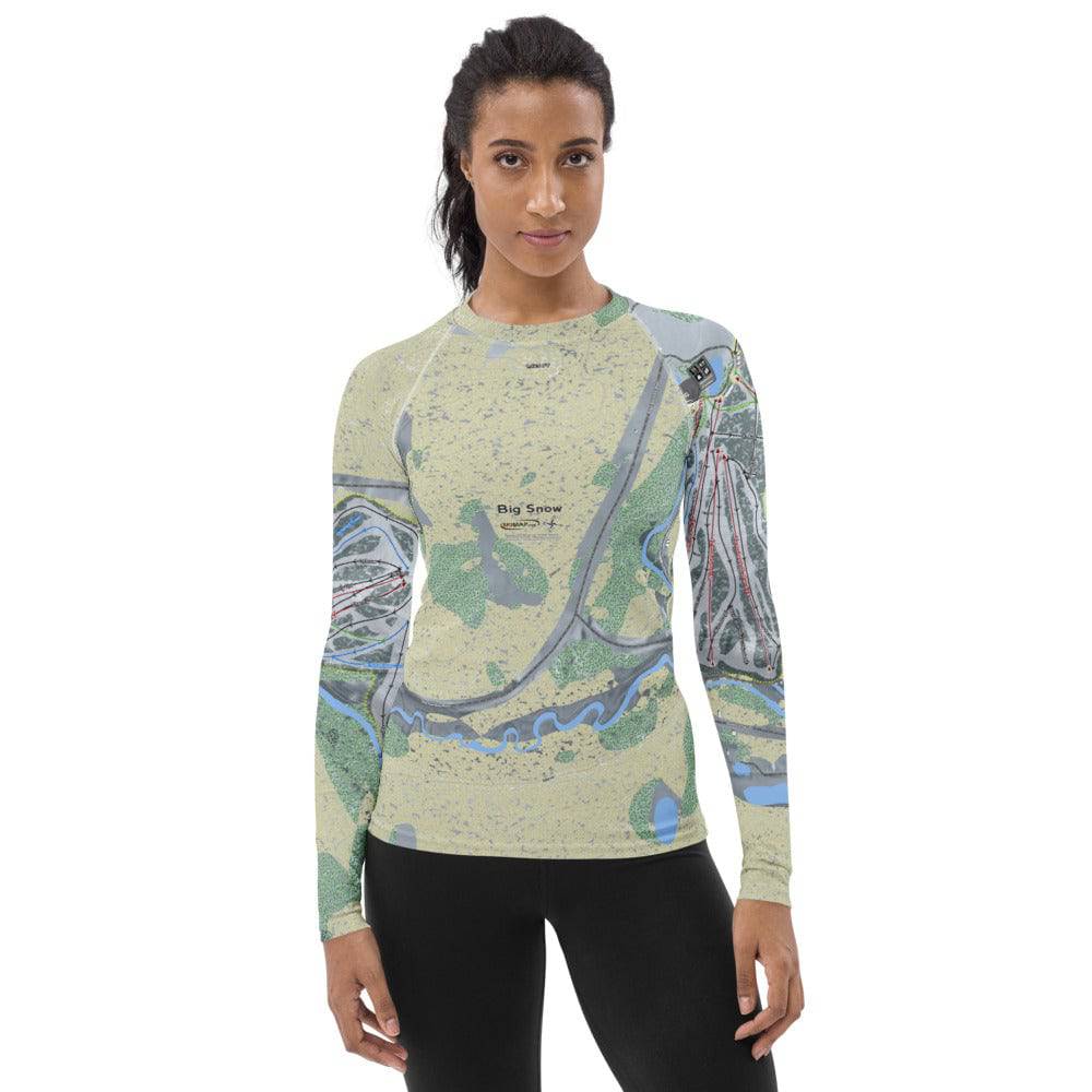 Big Snow, Michigan Ski Trail Map Women's Base Layer Top