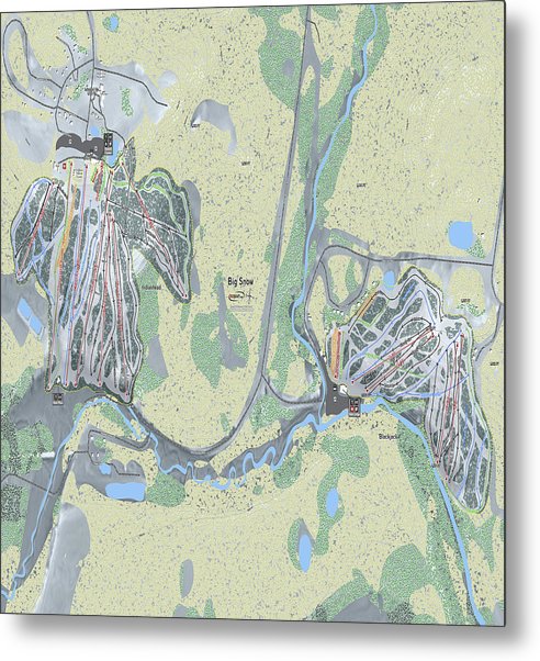 Big Snow Ski Trail Map - Metal Print - Powderaddicts