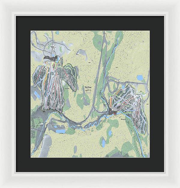 Big Snow Ski Trail Map - Framed Print - Powderaddicts