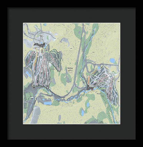 Big Snow Ski Trail Map - Framed Print - Powderaddicts