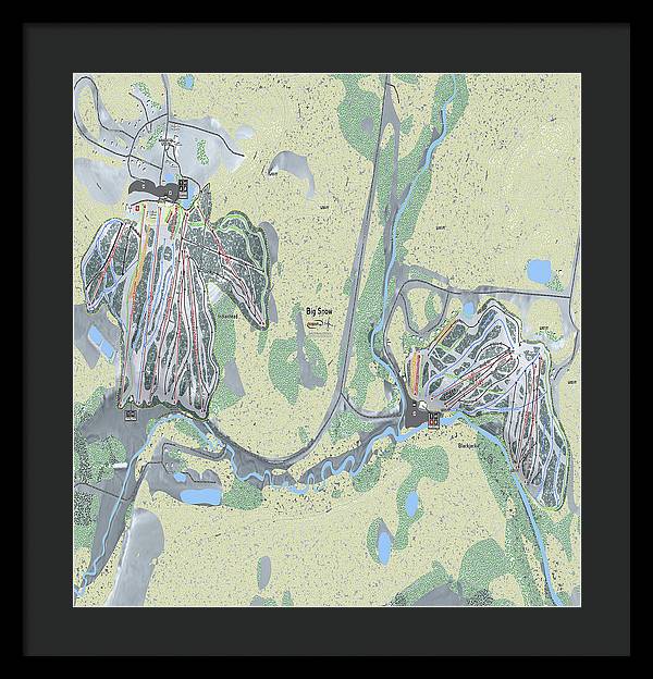 Big Snow Ski Trail Map - Framed Print - Powderaddicts