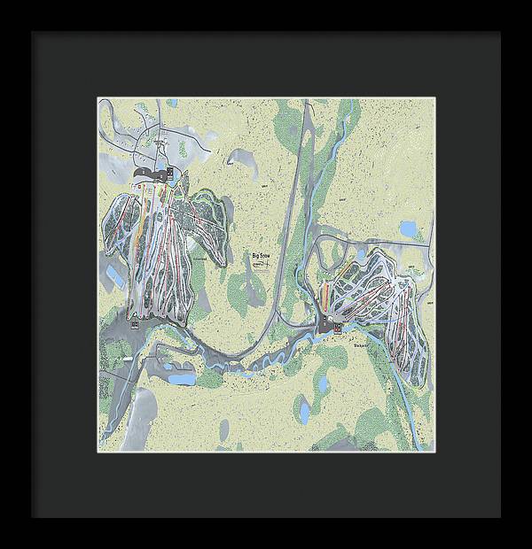 Big Snow Ski Trail Map - Framed Print - Powderaddicts