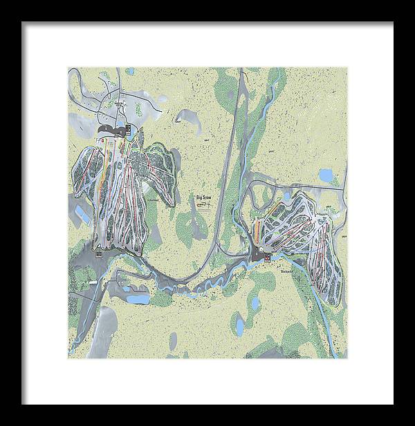 Big Snow Ski Trail Map - Framed Print - Powderaddicts