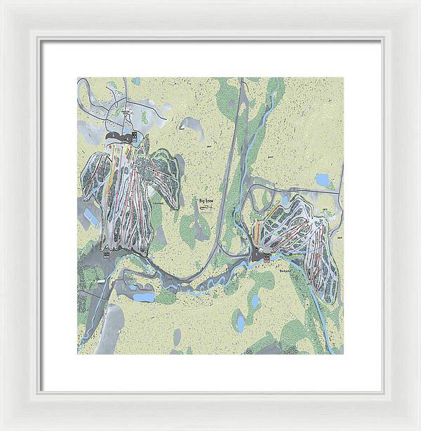 Big Snow Ski Trail Map - Framed Print - Powderaddicts