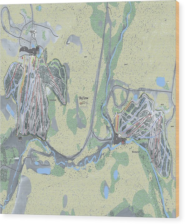 Big Snow Ski Trail Map - Wood Print - Powderaddicts