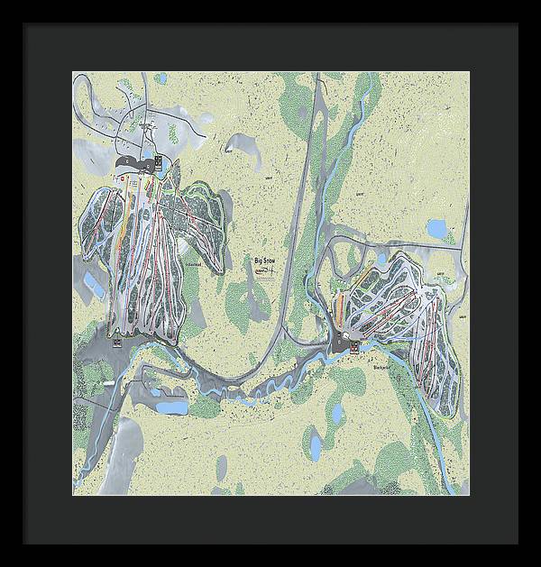 Big Snow Ski Trail Map - Framed Print - Powderaddicts