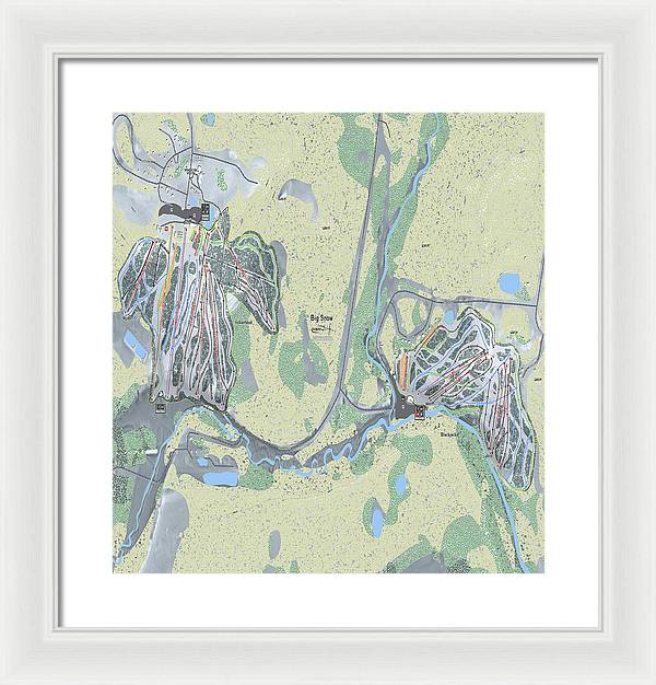 Big Snow Ski Trail Map - Framed Print - Powderaddicts