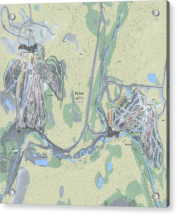 Big Snow Ski Trail Map - Acrylic Print - Powderaddicts