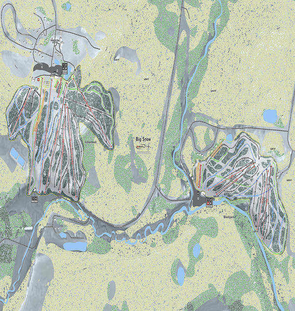 Big Snow Ski Trail Map - Art Print - Powderaddicts