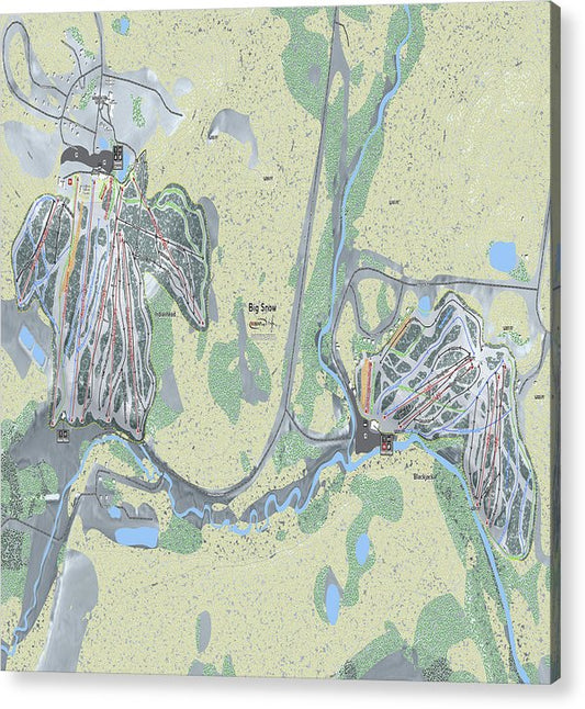 Big Snow Ski Trail Map - Acrylic Print - Powderaddicts