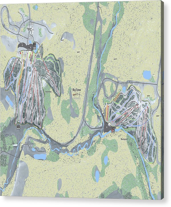 Big Snow Ski Trail Map - Acrylic Print - Powderaddicts