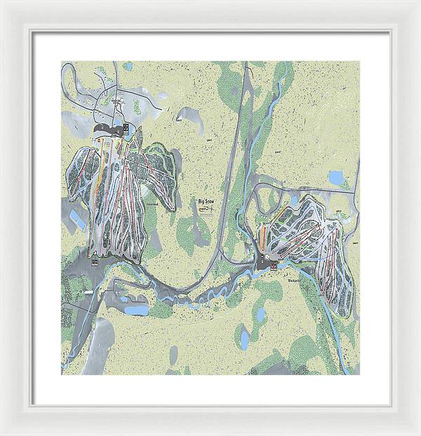 Big Snow Ski Trail Map - Framed Print - Powderaddicts