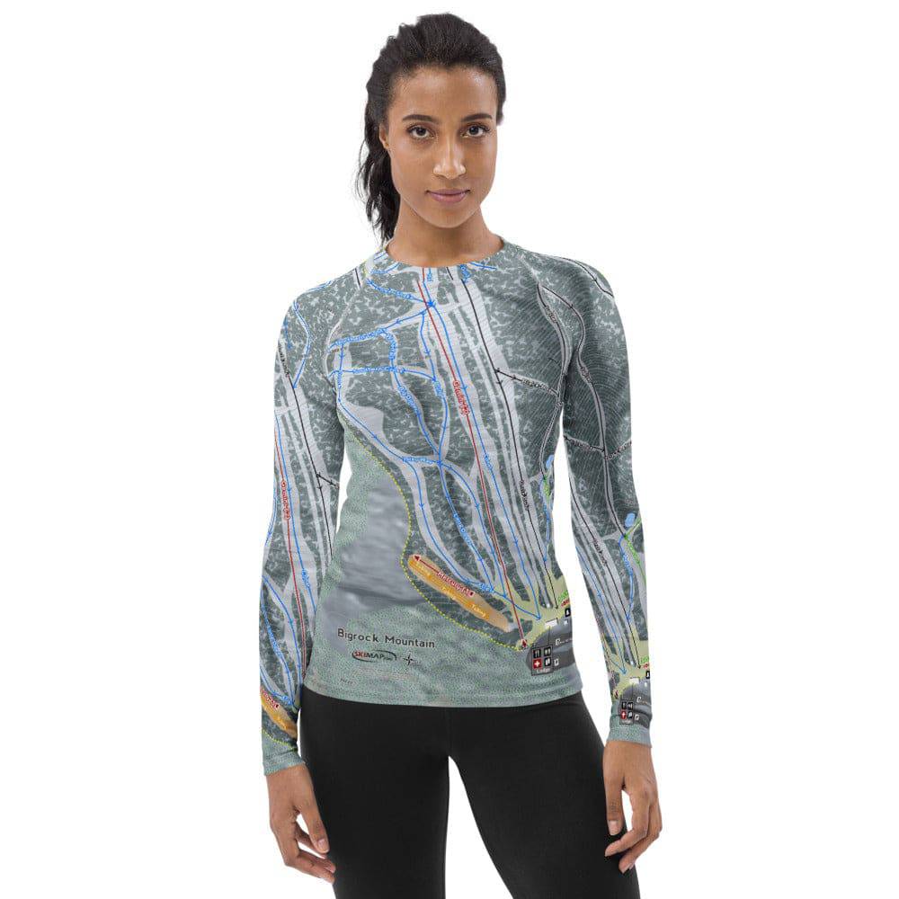 Bigrock Mountain, Maine Ski Trail Map Women's Base Layer Top - Powderaddicts