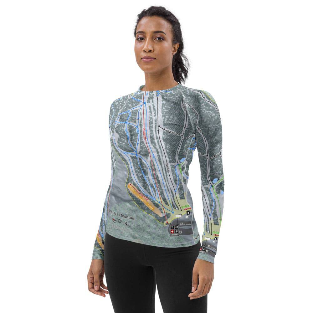 Bigrock Mountain, Maine Ski Trail Map Women&#39;s Base Layer Top - Powderaddicts