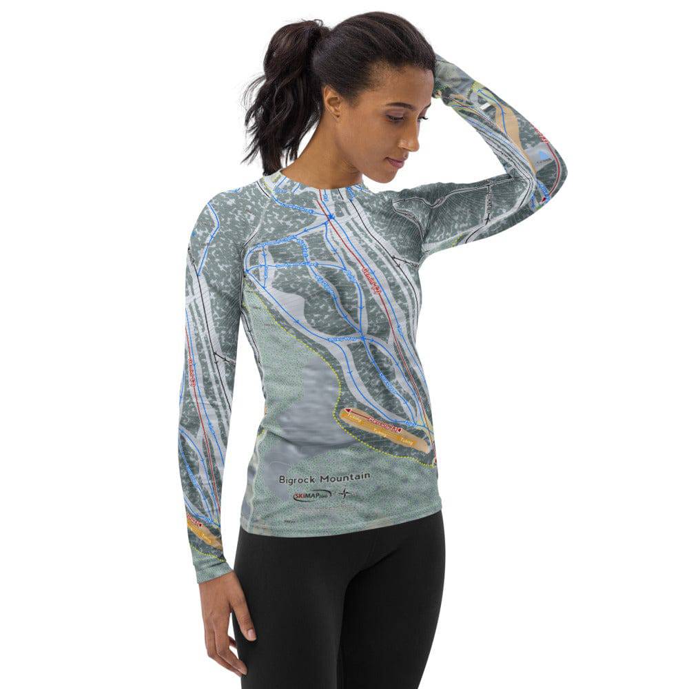 Bigrock Mountain, Maine Ski Trail Map Women&#39;s Base Layer Top - Powderaddicts