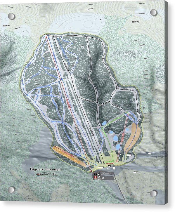 Bigrock Mountain Ski Trail Map - Acrylic Print - Powderaddicts