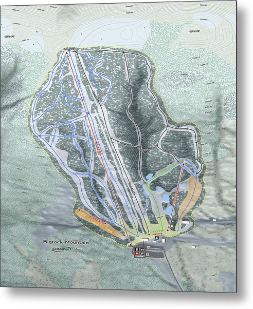 Bigrock Mountain Ski Trail Map - Metal Print - Powderaddicts
