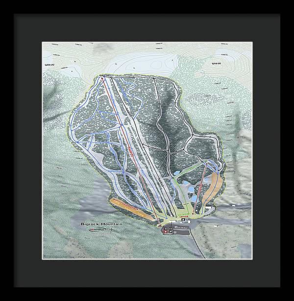 Bigrock Mountain Ski Trail Map - Framed Print - Powderaddicts