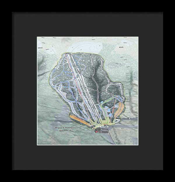 Bigrock Mountain Ski Trail Map - Framed Print - Powderaddicts