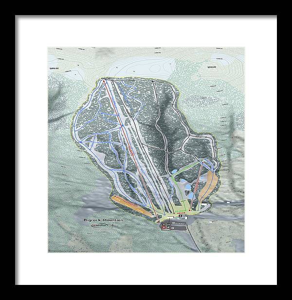 Bigrock Mountain Ski Trail Map - Framed Print - Powderaddicts
