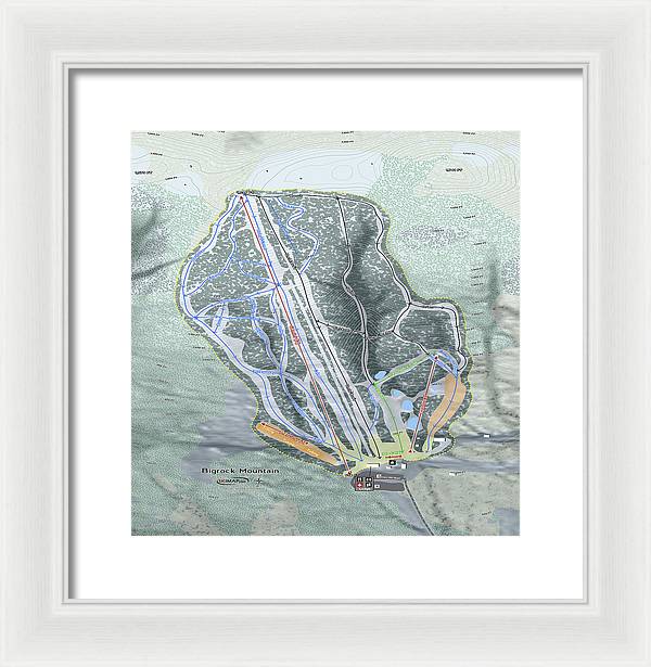 Bigrock Mountain Ski Trail Map - Framed Print - Powderaddicts