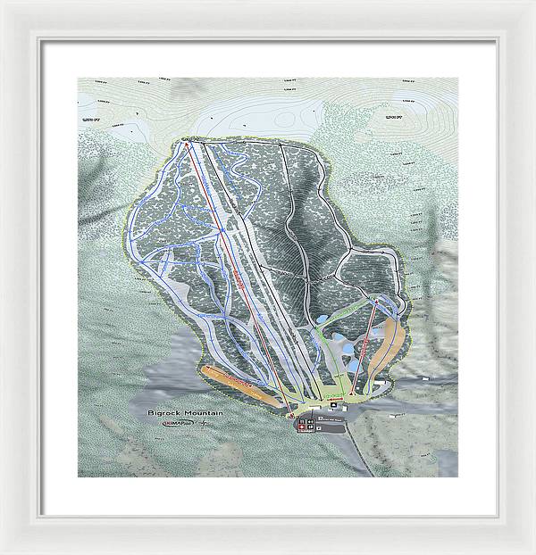Bigrock Mountain Ski Trail Map - Framed Print - Powderaddicts