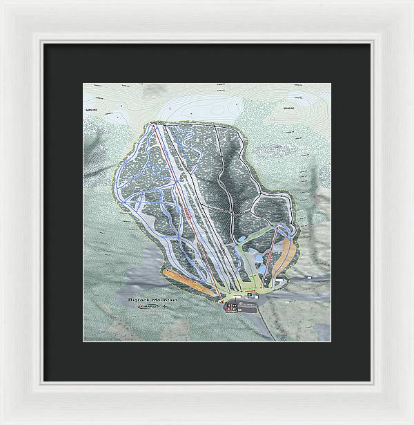 Bigrock Mountain Ski Trail Map - Framed Print - Powderaddicts