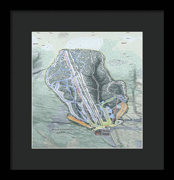 Bigrock Mountain Ski Trail Map - Framed Print - Powderaddicts