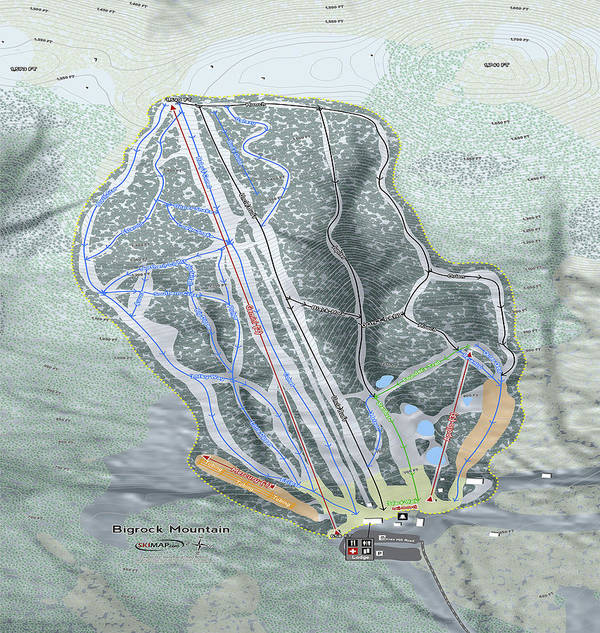 Bigrock Mountain Ski Trail Map - Art Print - Powderaddicts
