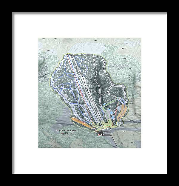 Bigrock Mountain Ski Trail Map - Framed Print - Powderaddicts
