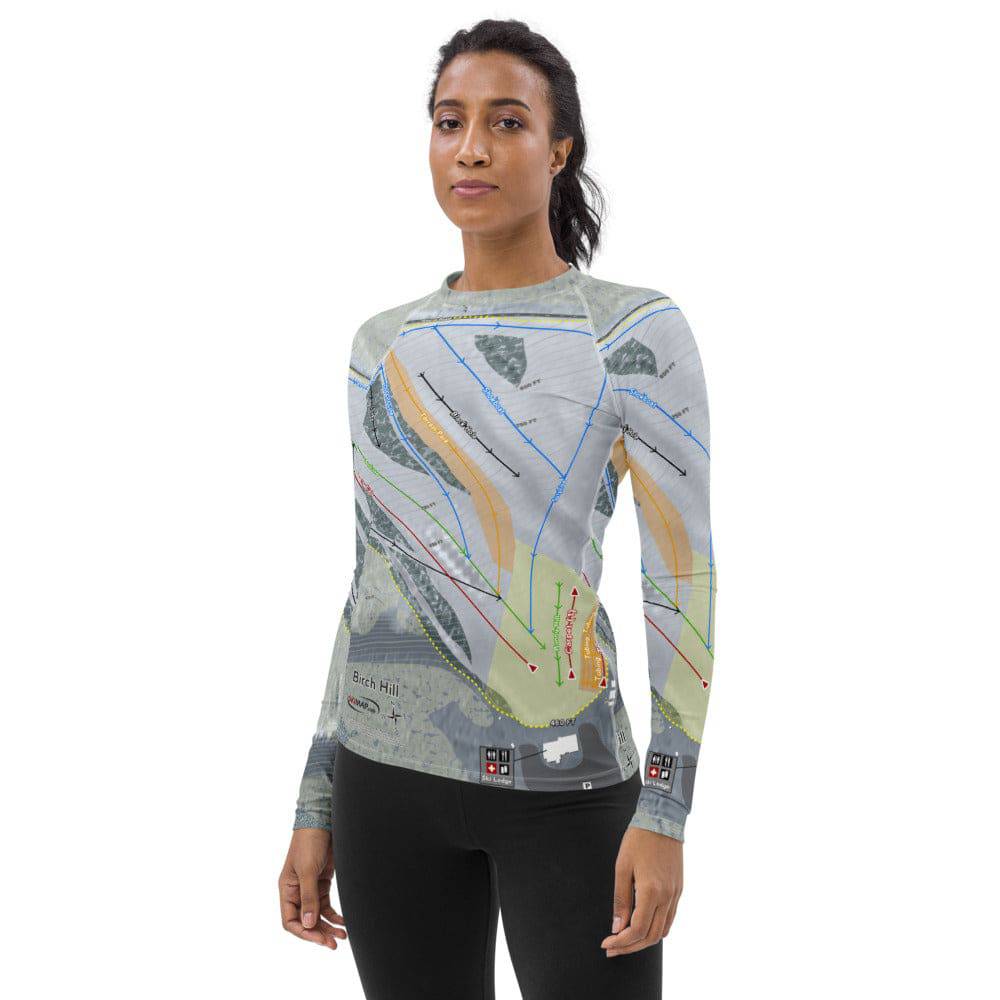 Birch Hill, Alaska Ski Trail Map Women&#39;s Base Layer Top - Powderaddicts
