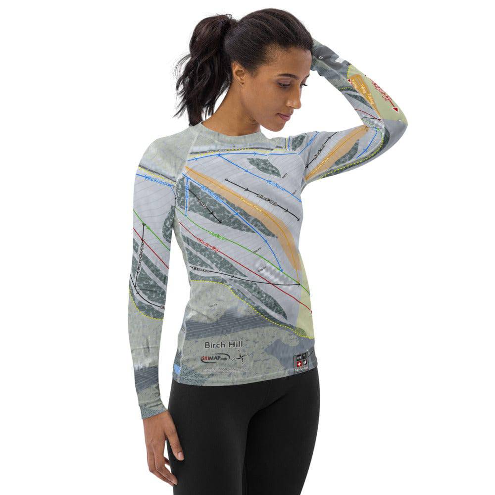 Birch Hill, Alaska Ski Trail Map Women&#39;s Base Layer Top - Powderaddicts