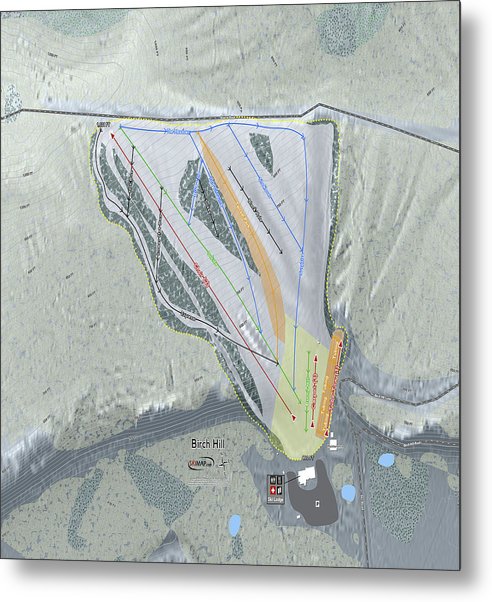 Birch Hill Ski Trail Map - Metal Print - Powderaddicts