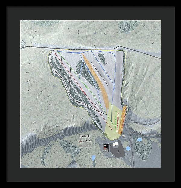 Birch Hill Ski Trail Map - Framed Print - Powderaddicts