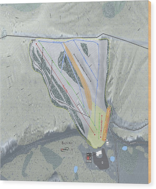 Birch Hill Ski Trail Map - Wood Print - Powderaddicts