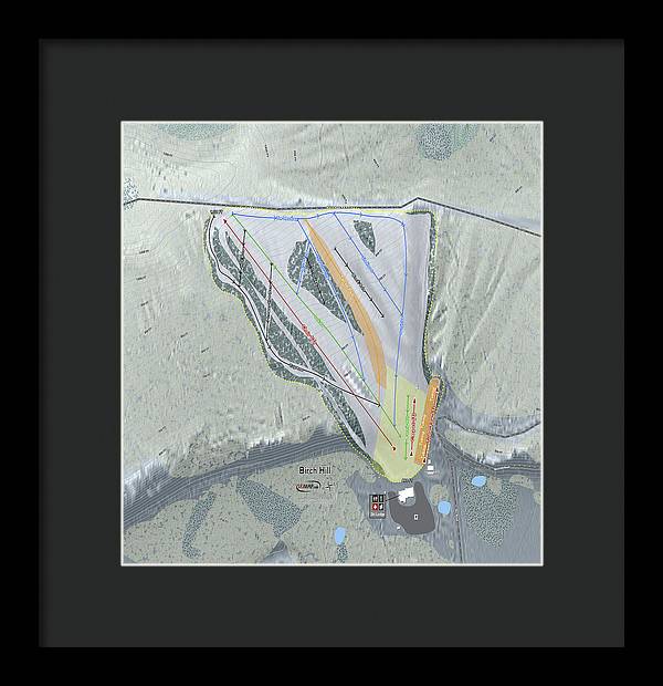 Birch Hill Ski Trail Map - Framed Print - Powderaddicts