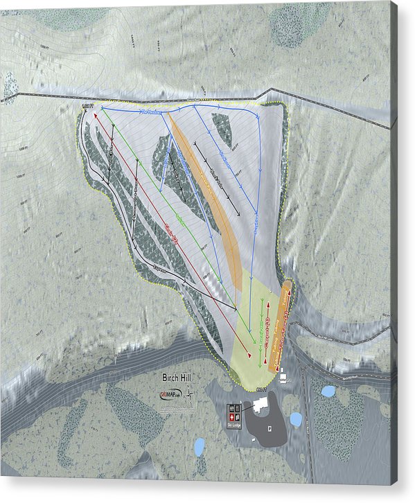 Birch Hill Ski Trail Map - Acrylic Print - Powderaddicts