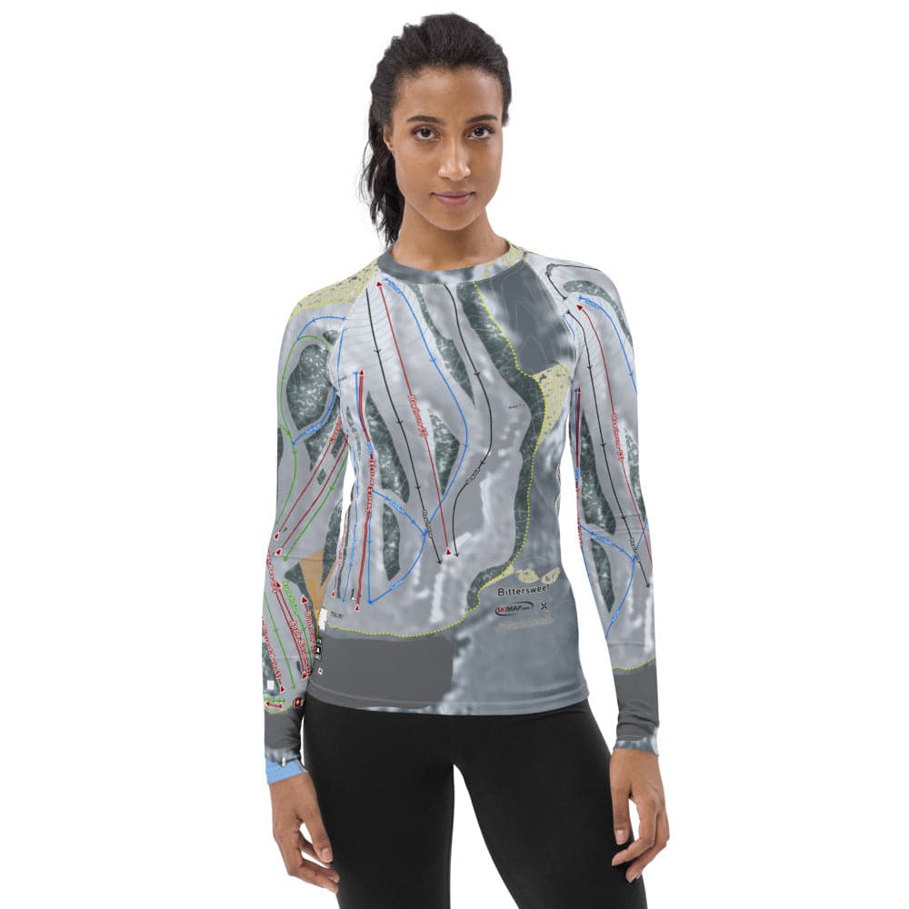 Bittersweet, Michigan Ski Trail Map Women's Base Layer Top
