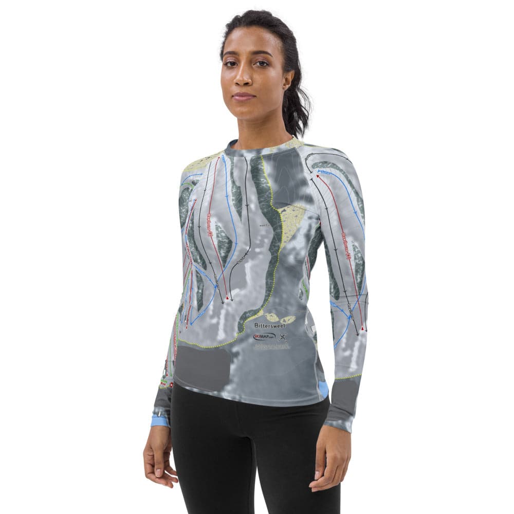 Bittersweet, Michigan Ski Trail Map Women's Base Layer Top - Powderaddicts