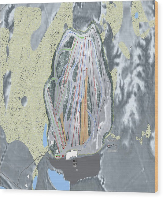 Bittersweet Ski Trail Map - Wood Print - Powderaddicts