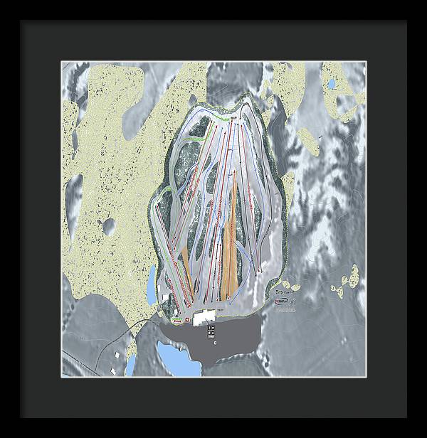 Bittersweet Ski Trail Map - Framed Print - Powderaddicts