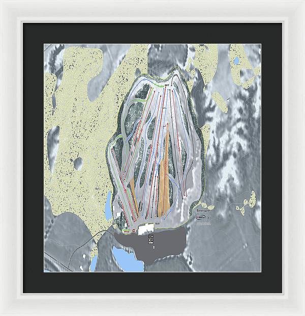 Bittersweet Ski Trail Map - Framed Print - Powderaddicts