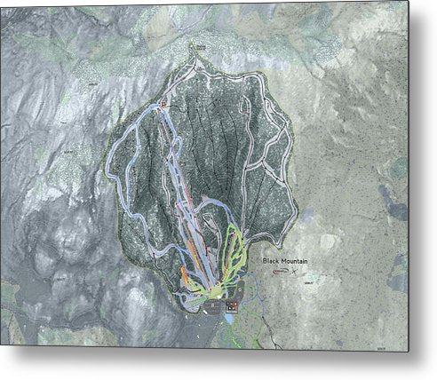 Black Mountain Ski Trail Map - Metal Print - Powderaddicts