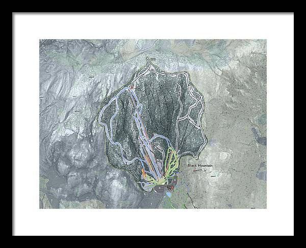 Black Mountain Ski Trail Map - Framed Print - Powderaddicts