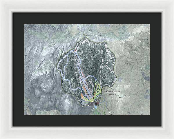 Black Mountain Ski Trail Map - Framed Print - Powderaddicts
