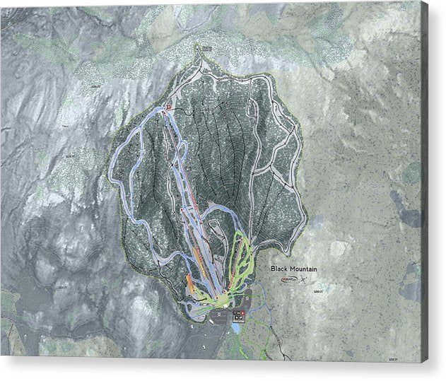 Black Mountain Ski Trail Map - Acrylic Print - Powderaddicts