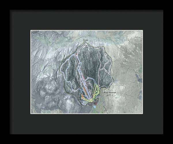 Black Mountain Ski Trail Map - Framed Print - Powderaddicts