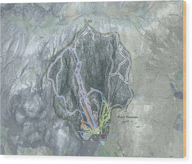 Black Mountain Ski Trail Map - Wood Print - Powderaddicts