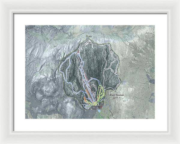 Black Mountain Ski Trail Map - Framed Print - Powderaddicts
