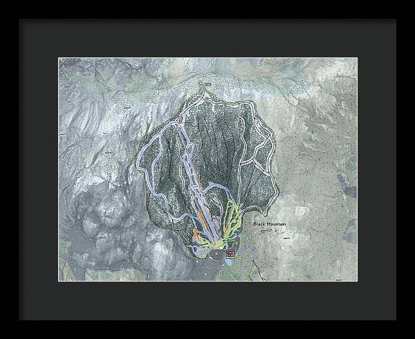 Black Mountain Ski Trail Map - Framed Print - Powderaddicts